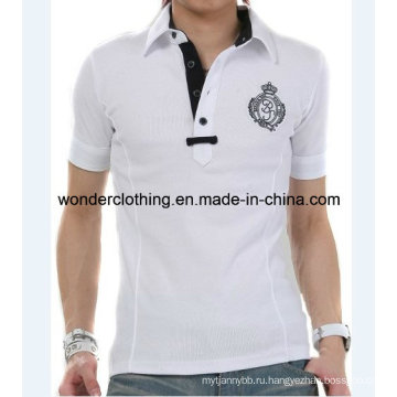 Белая мужская летняя вышивка горячая Оптовая продажа пользовательские мода Поло T-рубашка